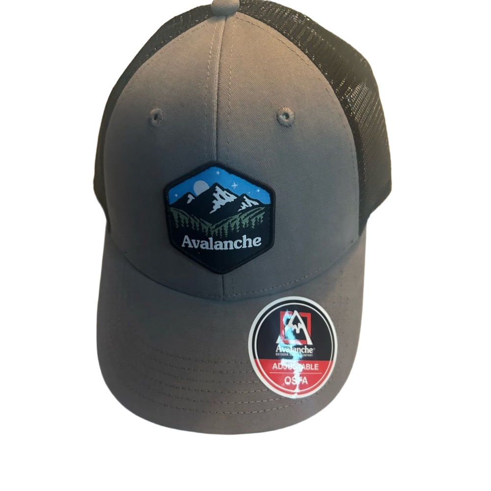 Avalanche Gray & Black Trucker Hat with Mountain Patch